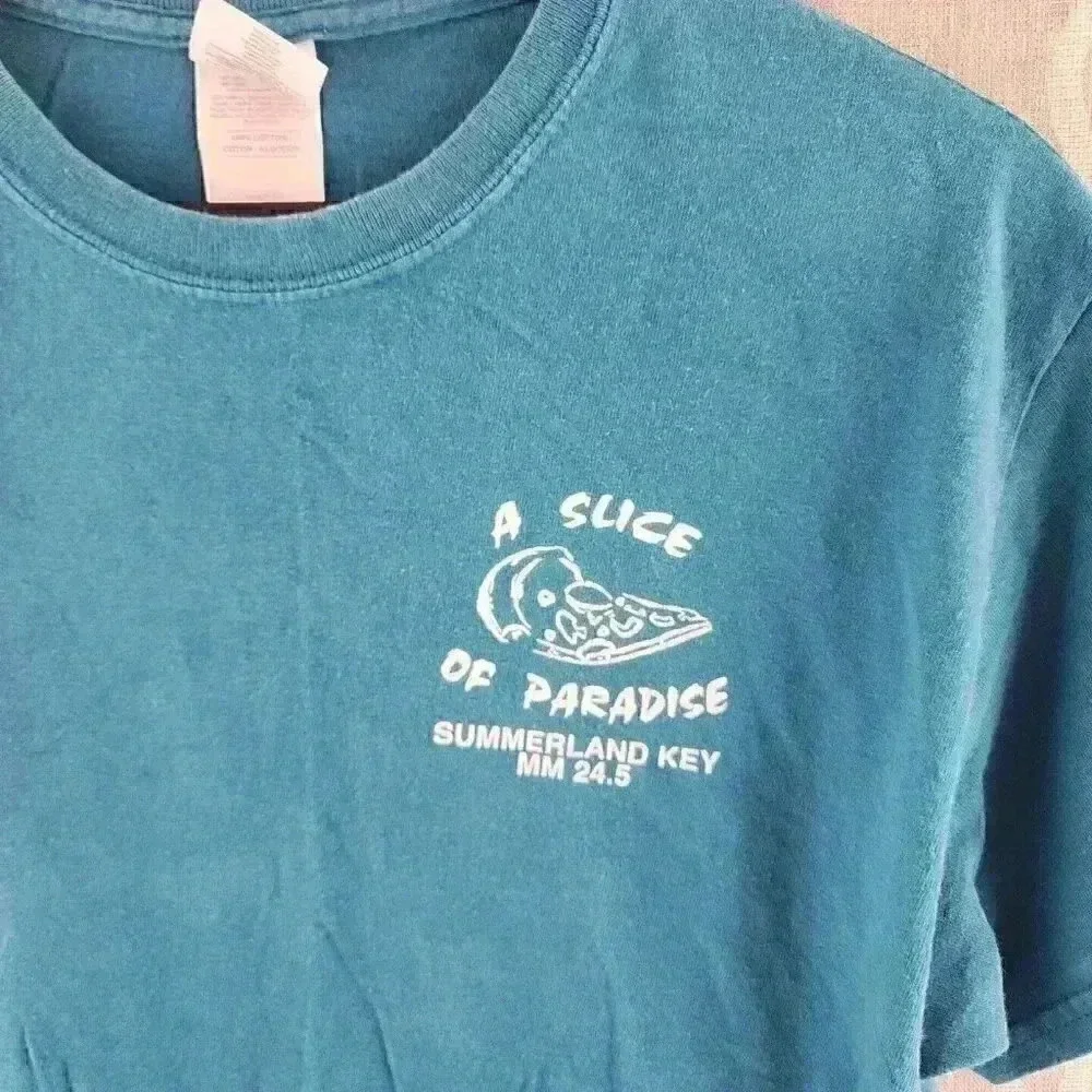 Vintage Gildan Cotton A Slice Of Paradise Short sleeve Blue T Shirt Men's M